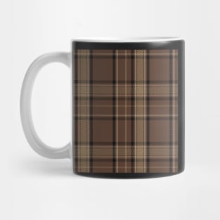 Dark Academia Plaid Tartan in Black, Taupe, and Cocoa Brown Mug